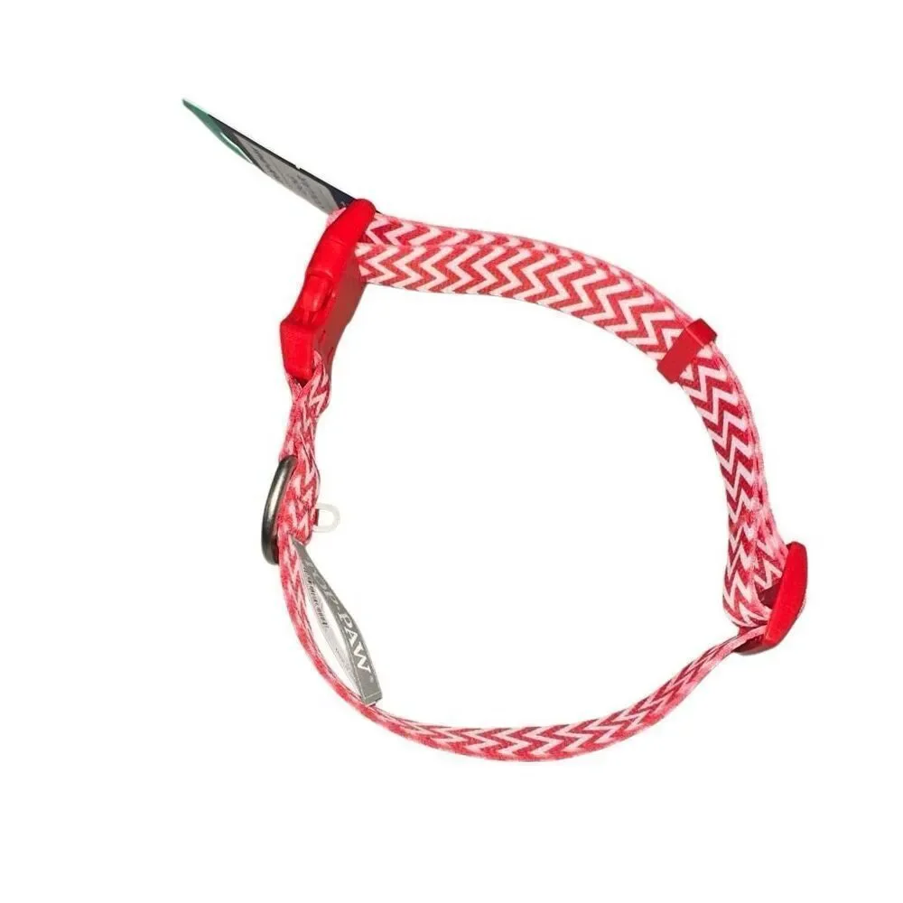 Sz Lrg red and white TOP-Paw Fashion Collar.  Super cute.   (16.75-26 inch)